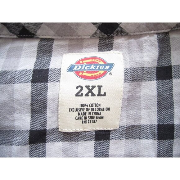 Men Dickies Plaid Button 100% Cotton Long Sleeve Shirt Sz 2XL (MT545) - Picture 5 of 7